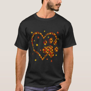 Hello Fall Autumn Leaf Dog Cat Paw Print Pets Kitt T-Shirt