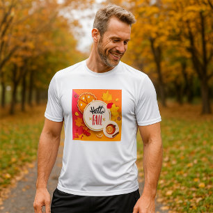 Hello Fall Autumn Leaves and Pumpkin Pie T-Shirt