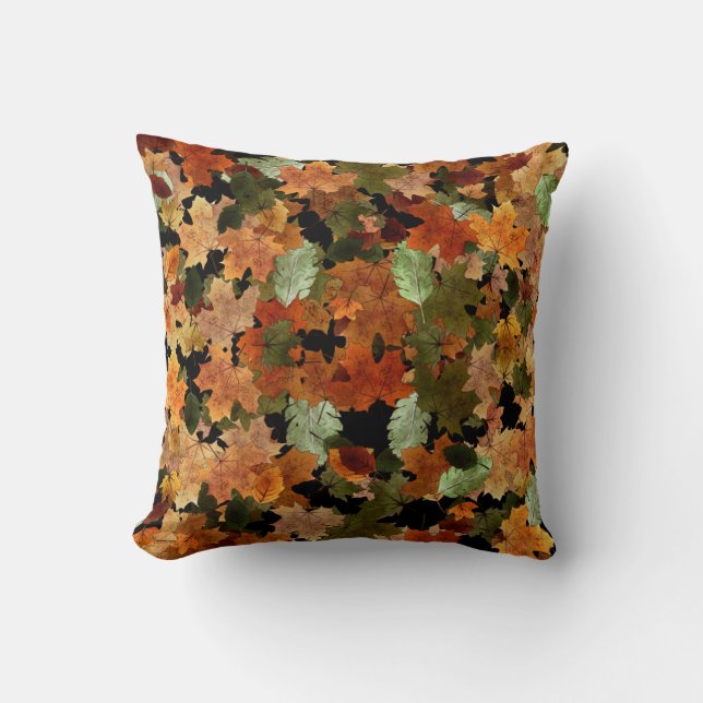 Hello Fall Autumn Leaves Cushion (Front)