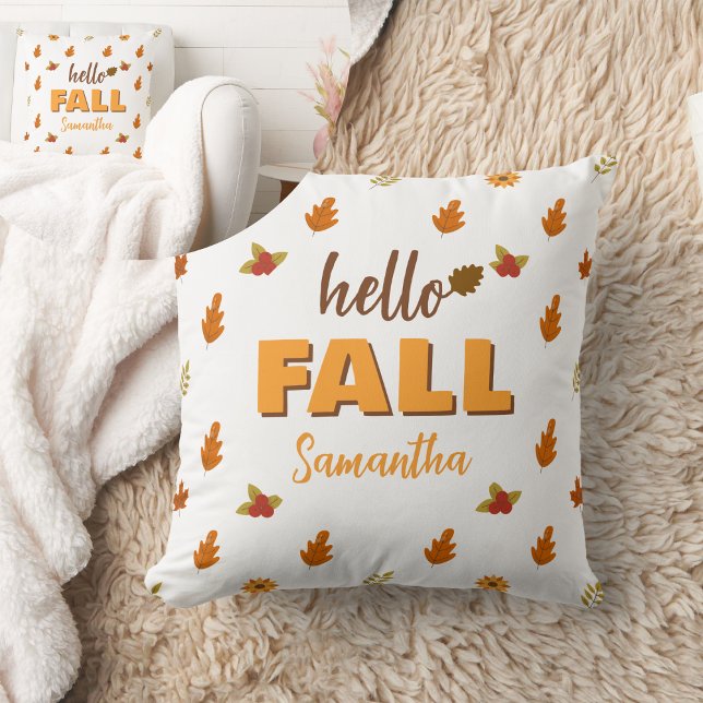 Hello Fall Autumn Leaves Flowers Pattern Custom  Cushion (Creator Uploaded)