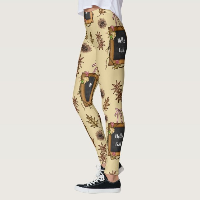 Hello Fall – Autumn Leaves Pattern for Cosy Season Leggings (Left)