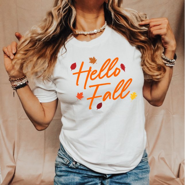 Hello Fall Autumn Maple Leaves Foliage  T-Shirt (Creator Uploaded)