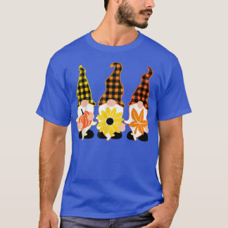 Hello Fall Autumn Plaid Gnomes Leave Pumpkin Spice T-Shirt