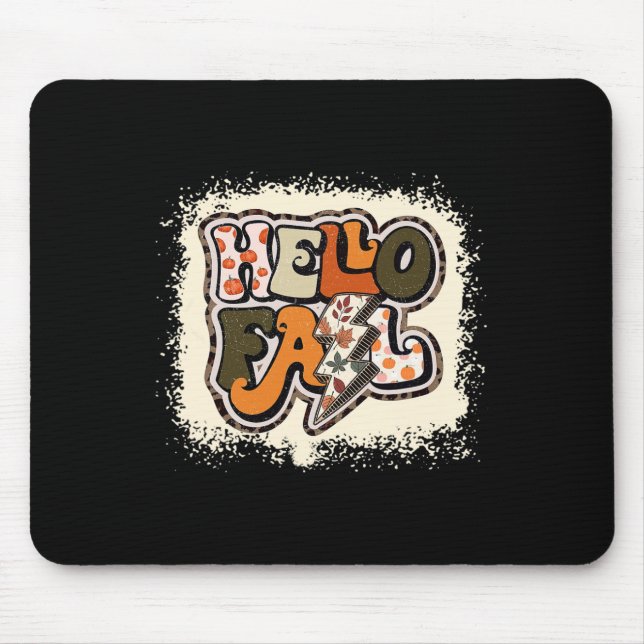 Hello Fall Autumn Vibes Retro Groovy  Mouse Pad (Front)