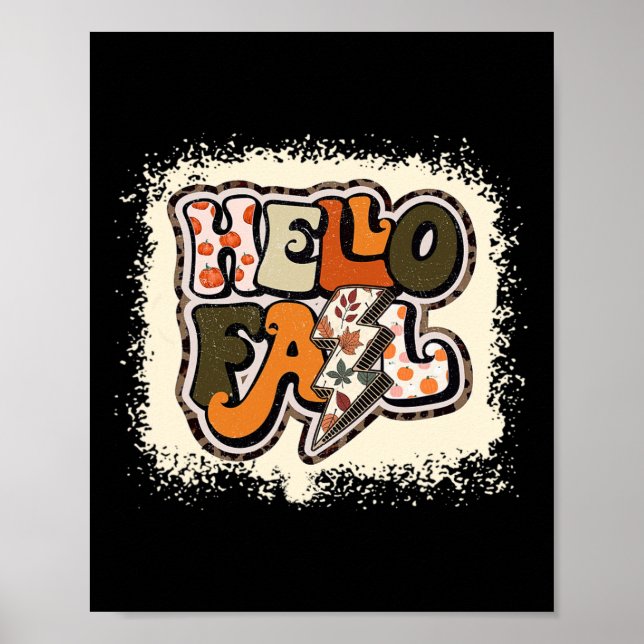 Hello Fall Autumn Vibes Retro Groovy  Poster (Front)