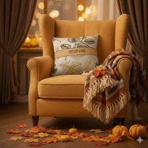 Hello Fall Brown Orange Leaves - Farmhouse Autumn
