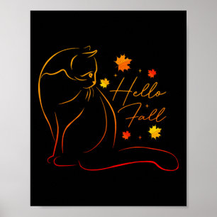 Hello Fall Cat Kitten Cat Lovers Women Girls Thank Poster