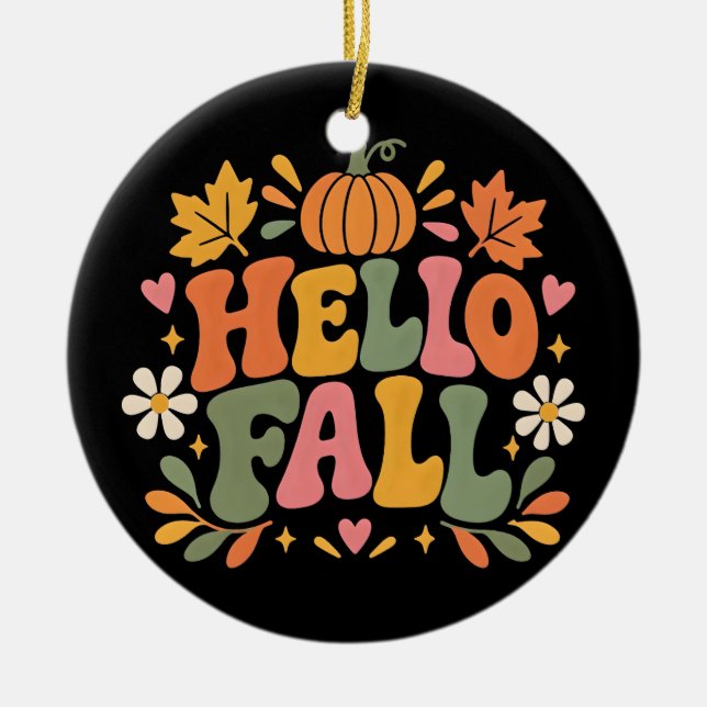 Hello Fall Ceramic Tree Decoration (Front)