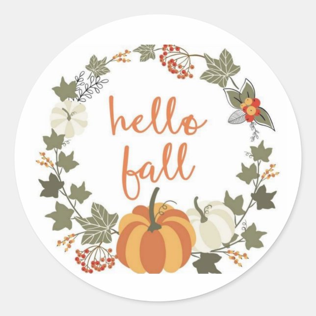 Hello Fall Classic Round Stickers (Front)
