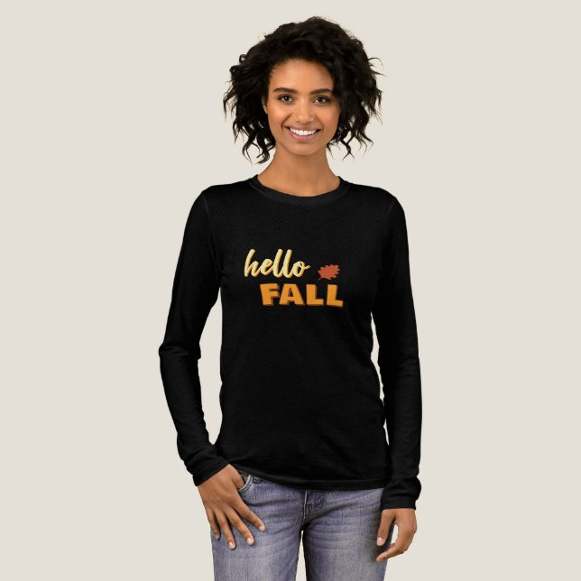 Hello Fall Colourful Lettering  Tri-Blend Shirt (Full Front)