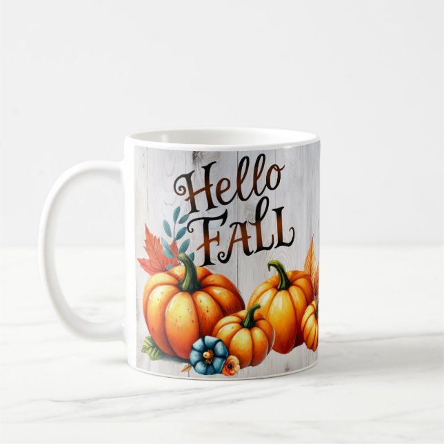 Hello Fall Colourful pumpkins Coffee Mug (Left)