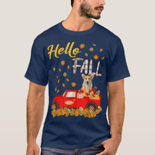 Hello Fall Corgi Retriever Leaf Autumn Red Truck D T-Shirt