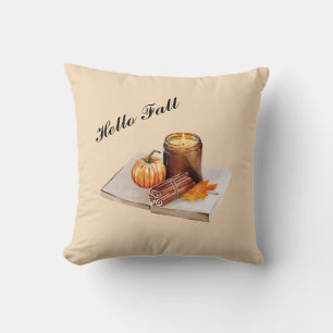 Hello Fall Cosy Candle Pumpkin Autumn Cushion