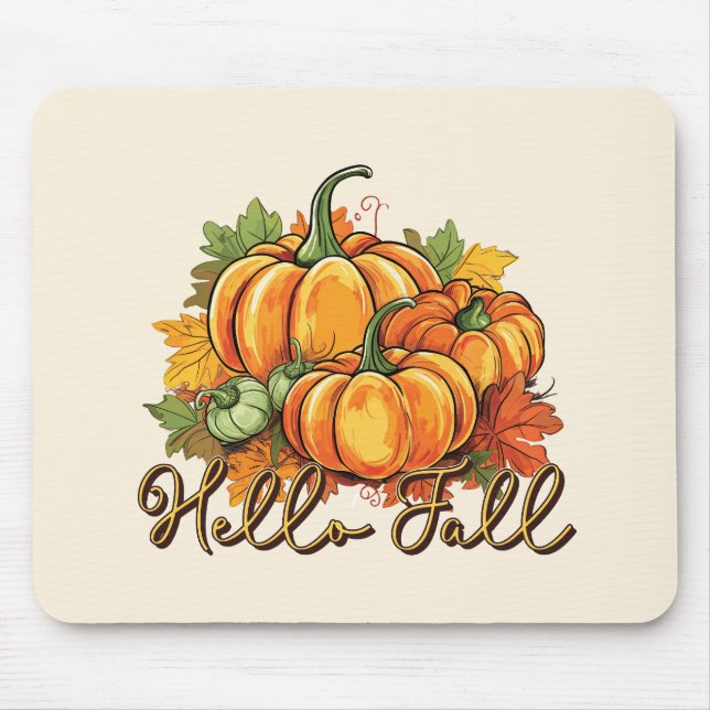Hello Fall – Cosy Pumpkin Patch Mouse Pad (Front)
