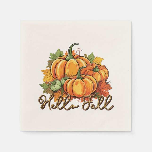 Hello Fall – Cosy Pumpkin Patch Napkin (Front)