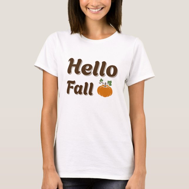 Hello Fall - Cosy Pumpkin Season Autumn Design T-Shirt (Front)