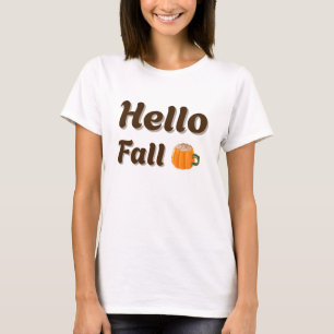 Hello Fall - Cozy Coffee Autumn Design T-Shirt