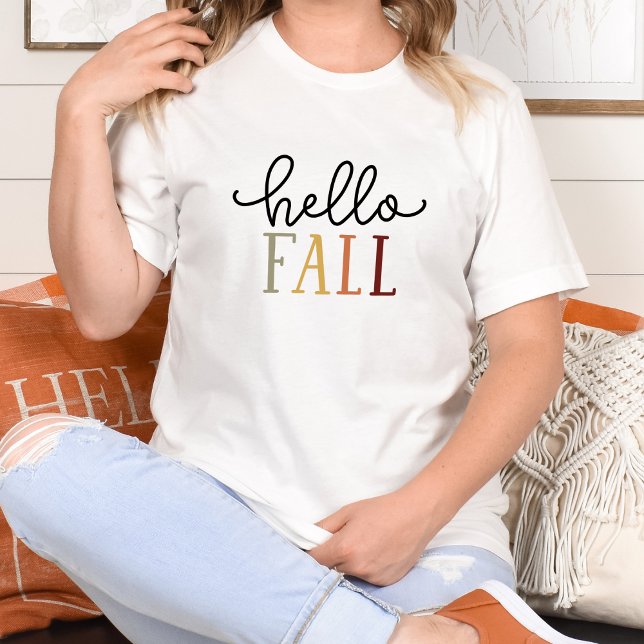 Hello Fall Cute Colourful Autumn Tshirt Women (Creator Uploaded)