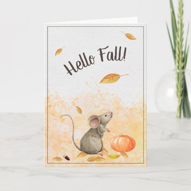 Hello Fall Cute Mouse Card (Front)