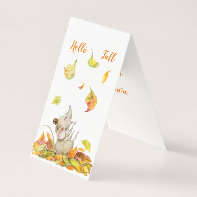 Hello Fall cute mouse template card (Front)