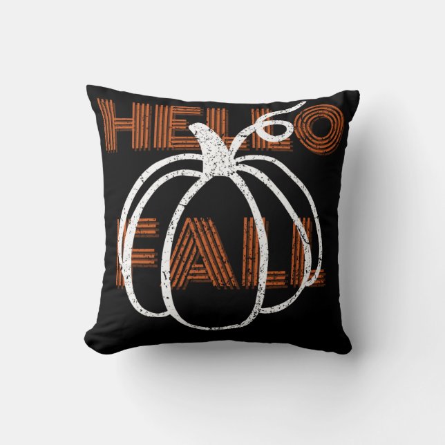 Hello Fall Cute Nature Autumn Pumpkins Cushion (Front)