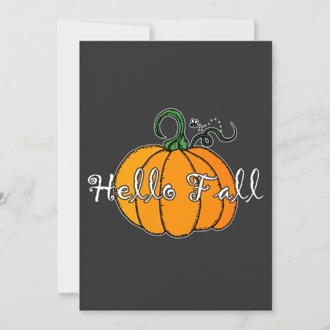 Hello Fall  Fall Pumpkin Hellow Pumpkin Holiday Card (Front)