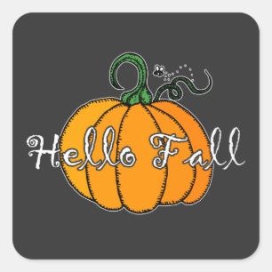 Hello Fall  Fall Pumpkin Hellow Pumpkin Square Sticker