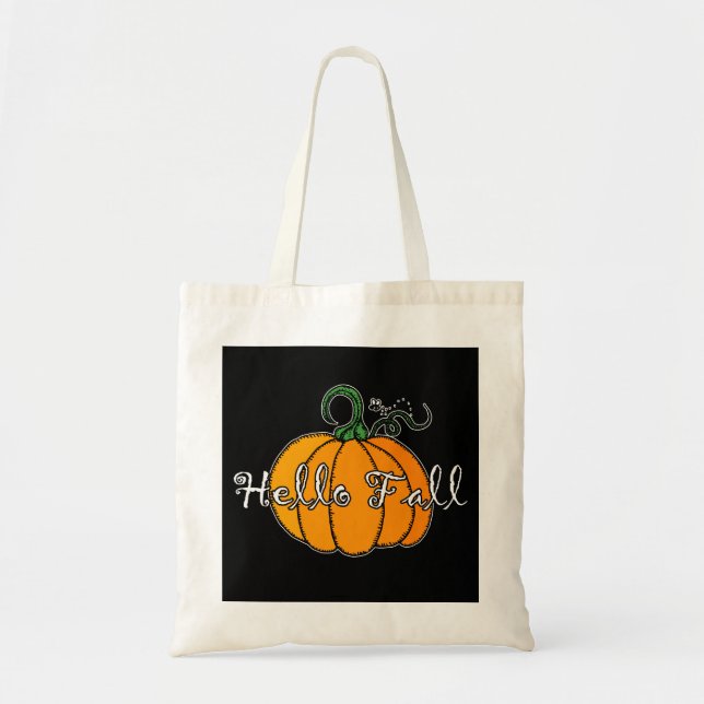 Hello Fall  Fall Pumpkin Hellow Pumpkin Tote Bag (Front)