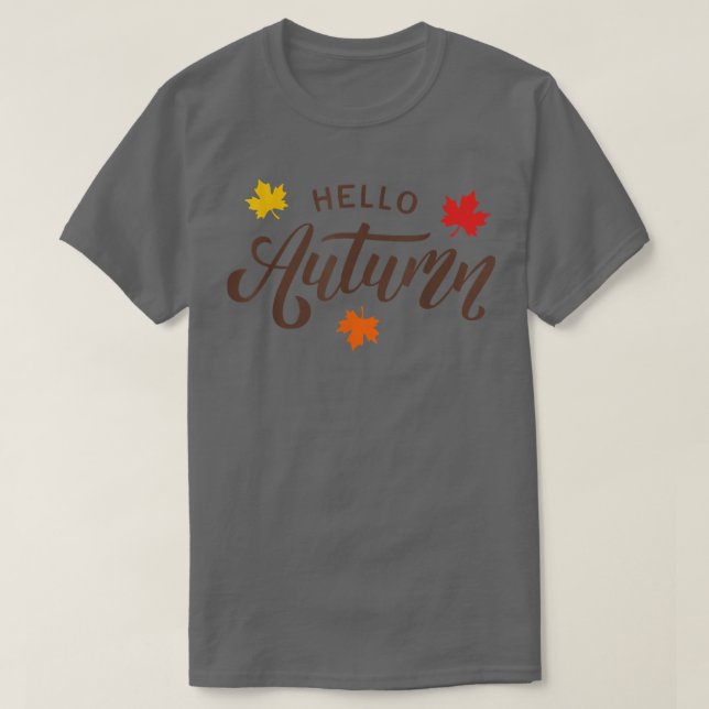 Hello Fall Falling Autumn Pumpkin Fall For Women  T-Shirt (Design Front)