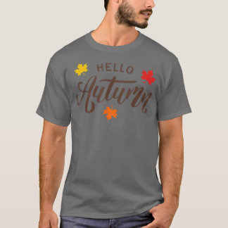 Hello Fall Falling Autumn Pumpkin Fall For Women  T-Shirt