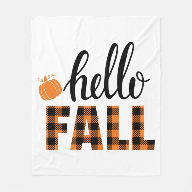 Hello Fall Fleece Blanket (Front)
