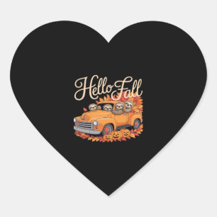 Hello Fall Funny Sloth Halloween pumkin Classic T- Heart Sticker