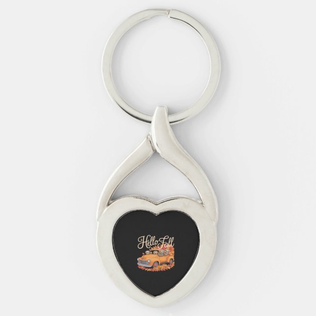 Hello Fall Funny Sloth Halloween pumkin Classic T- Key Ring (Front)
