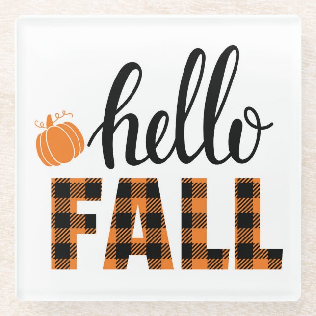 Hello Fall Glass Coaster (Front)