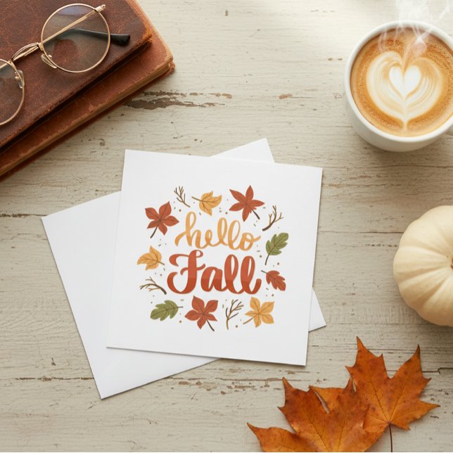 Hello Fall Greeting Card with Autumn Leaves (Creator Uploaded)