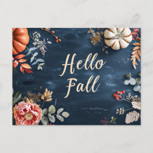 Hello Fall greeting card with flowers