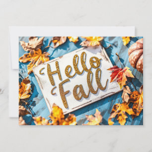 Hello Fall greeting card with flowers 