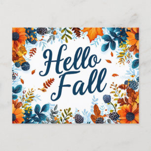 Hello Fall greeting card with flowers 
