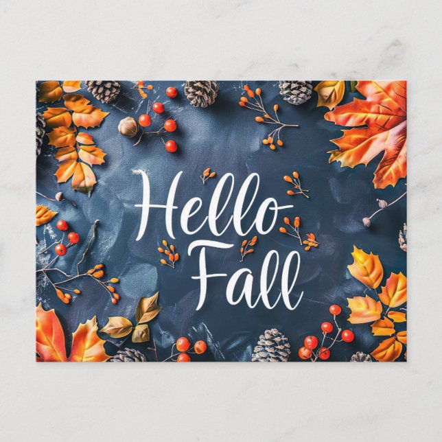 Hello Fall greeting card with flowers  (Front)