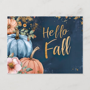 Hello Fall greeting card with flowers 