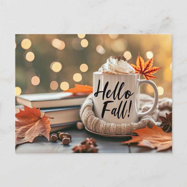Hello Fall greeting card with mug (Front)