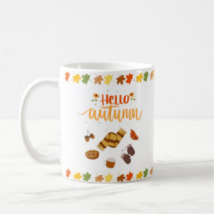 Hello fall, hello autumn coffee mug