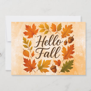 Hello Fall leaves and acorns Invitation