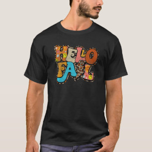 Hello Fall leopard Cute lightning bolt autumn fall T-Shirt