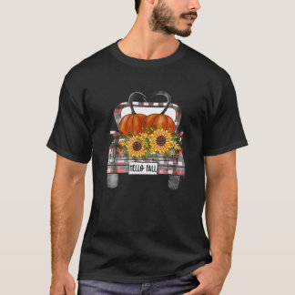 Hello Fall Leopard Pumpkins Truck Fall Season Than T-Shirt