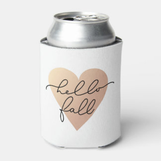 Hello Fall Love Heart Can Cooler