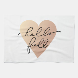Hello Fall Love Heart Tea Towel