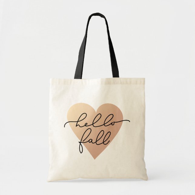 Hello Fall Love Heart Tote Bag (Front)