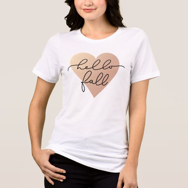 Hello Fall Love Heart Tri-Blend Shirt (Front)