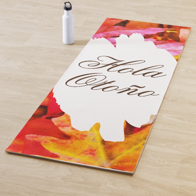 Hello Fall Modern l Autumn Leaves Simple Monogram Yoga Mat (In Situ)